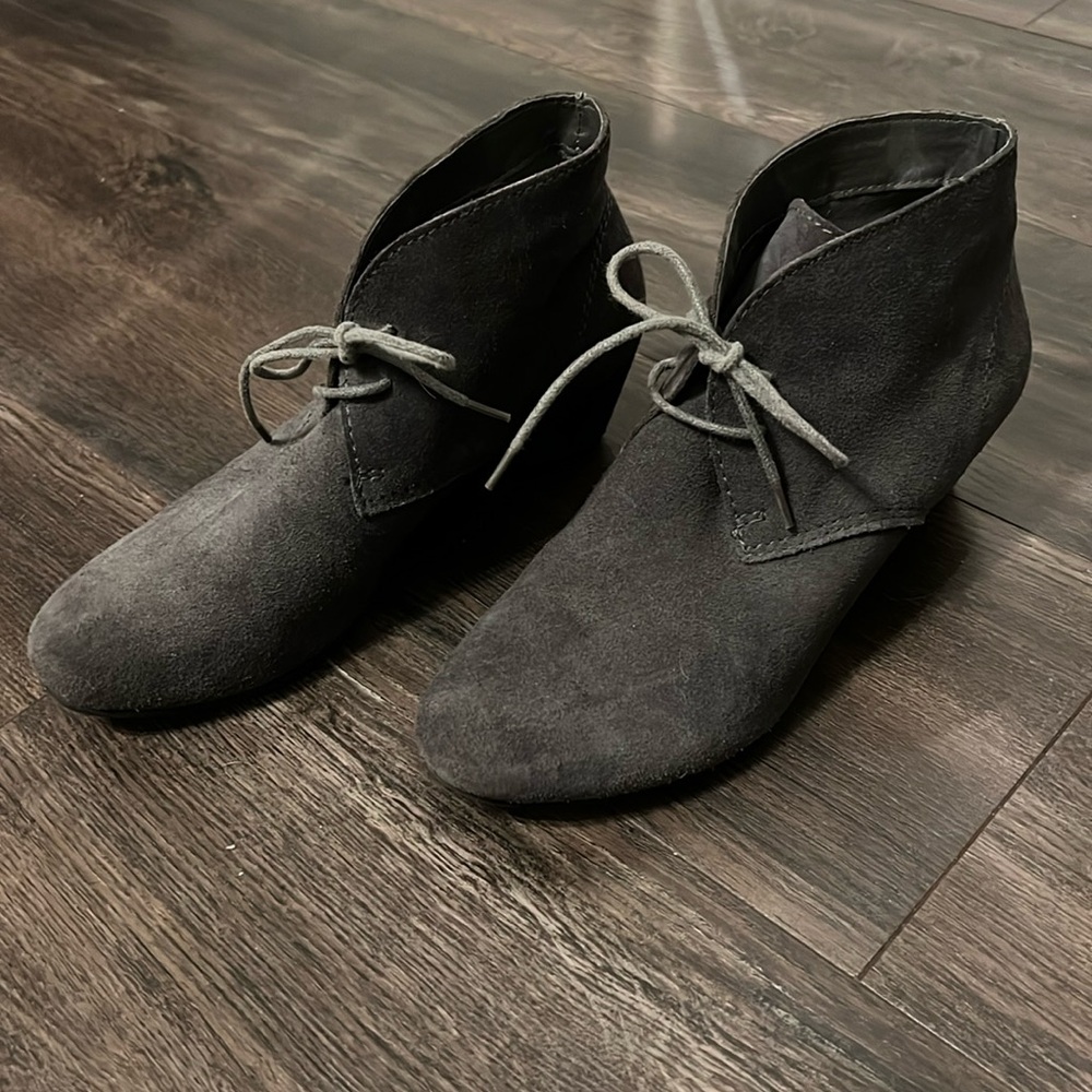 Grey suede booties